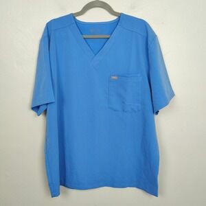 FIGS Leon Three Pocket Scrub Top Mens XXL Royal Blue‎ V-Neck Medical Dental